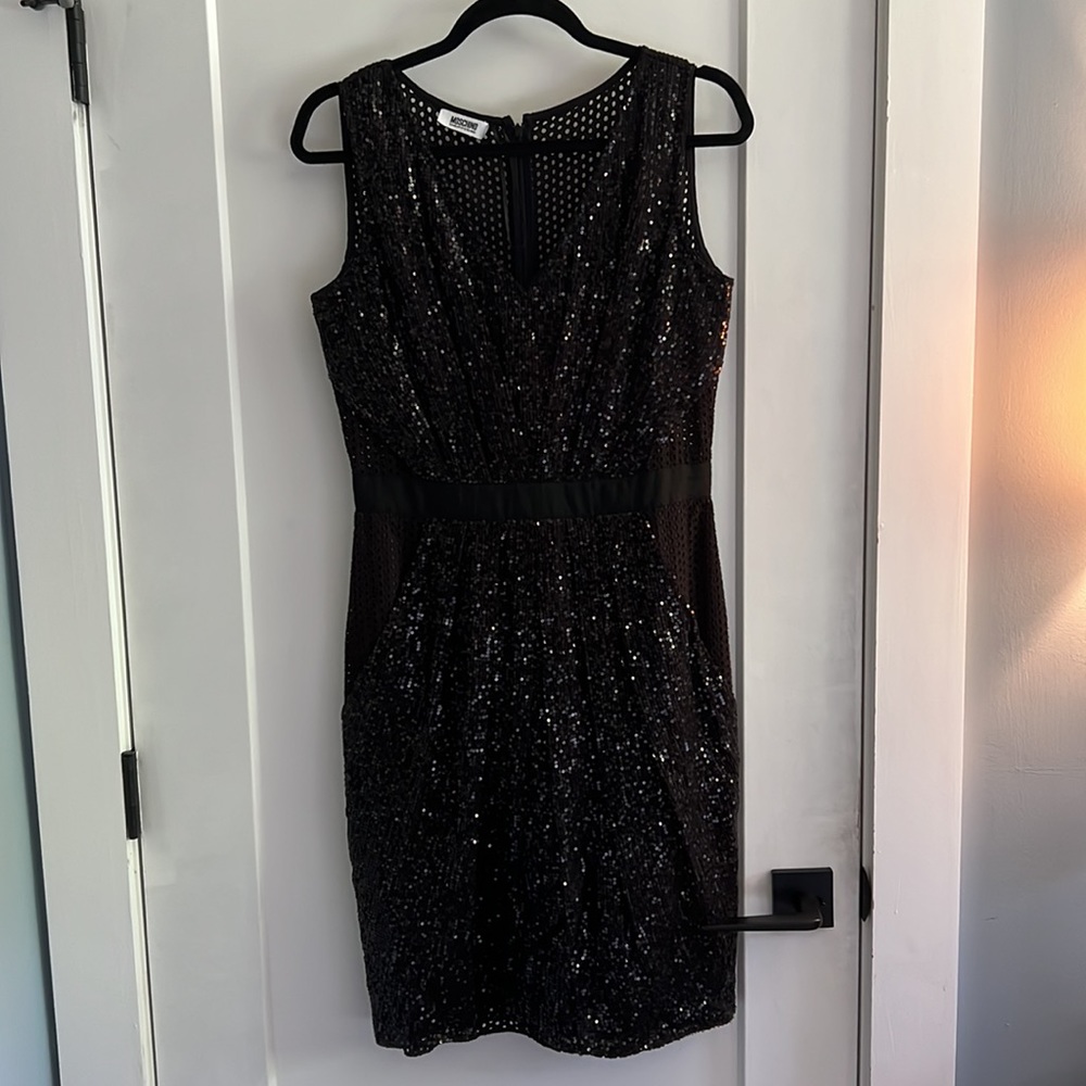 Moschino LBD sequins and eyelet